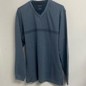 Van Heusen Navy Pinstripe V-Neck Shirt